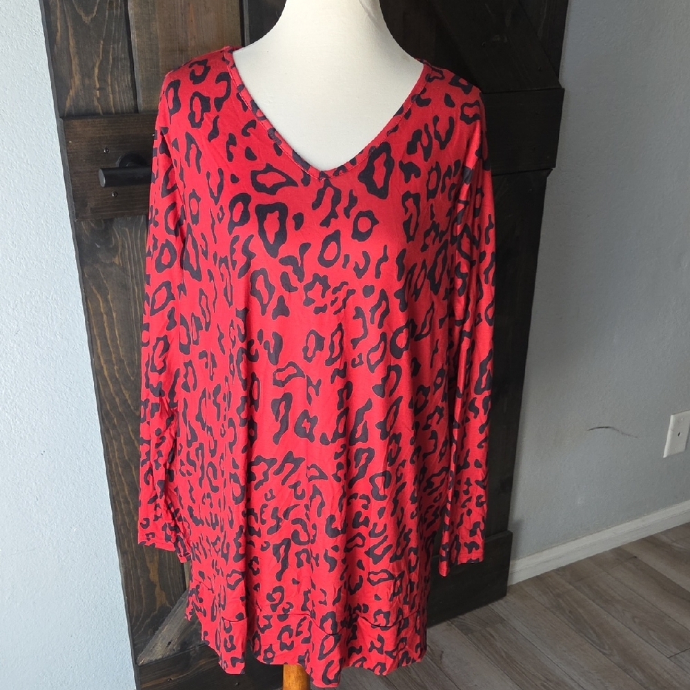 2X NWT Red Leopard Print Women's Blouse